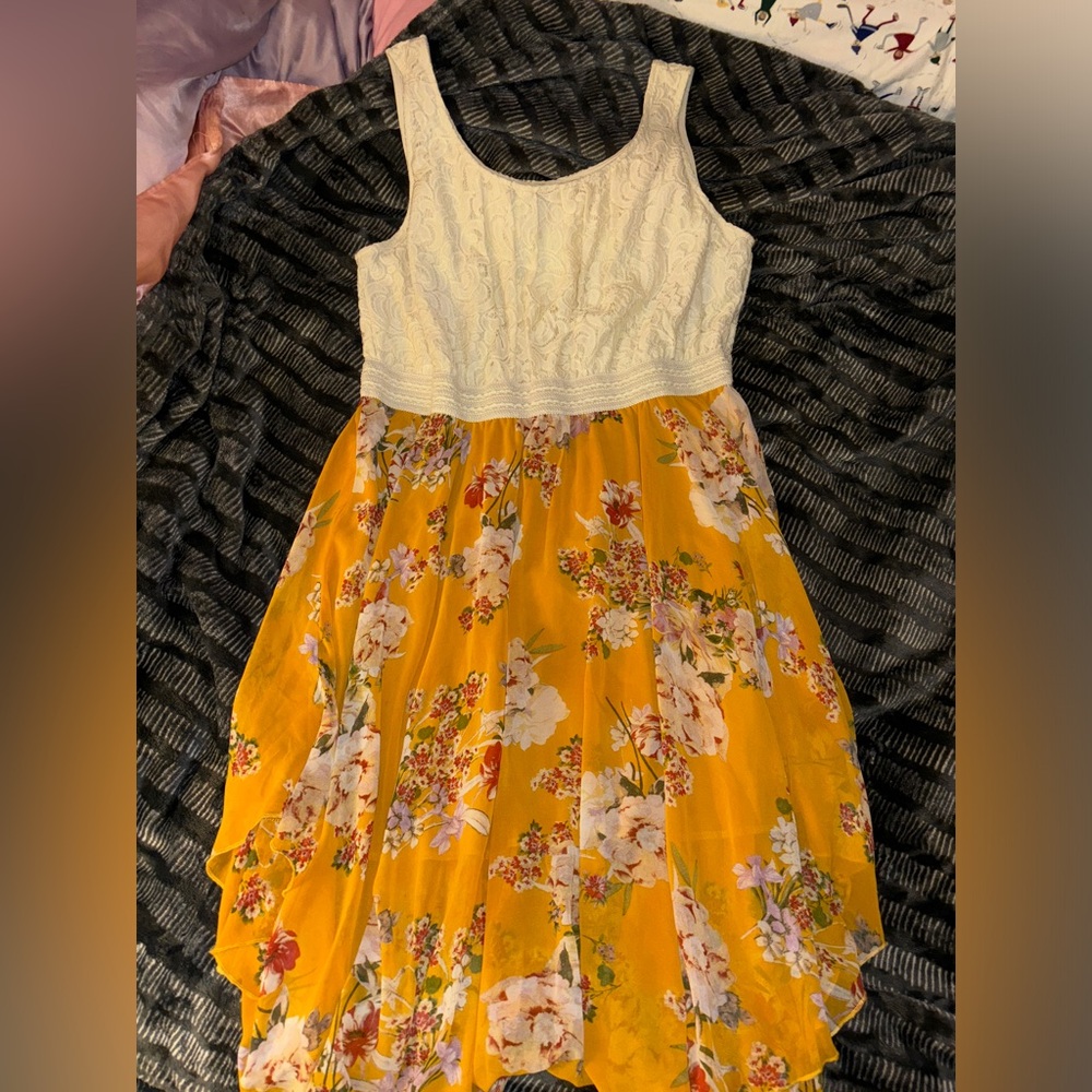 Yellow and white floral tank top sundress